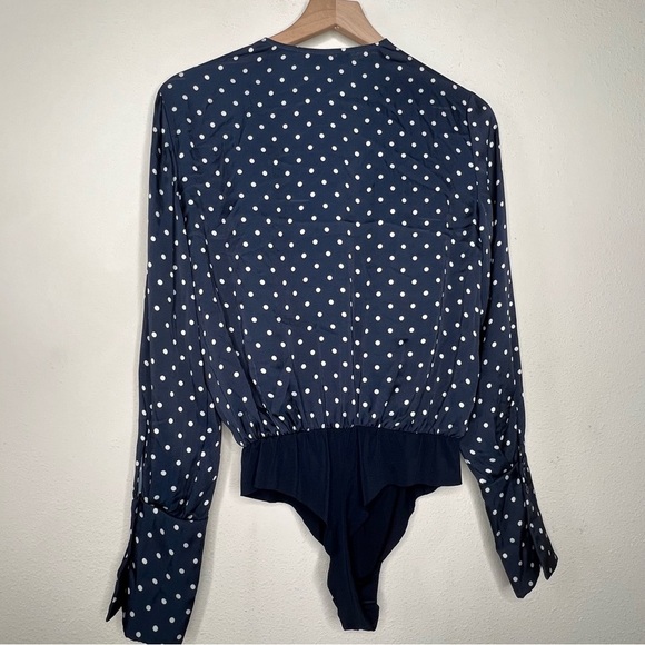 Favorite Daughter The Date Polka Dot Bodysuit, Navy/ White, size M - Picture 6 of 10